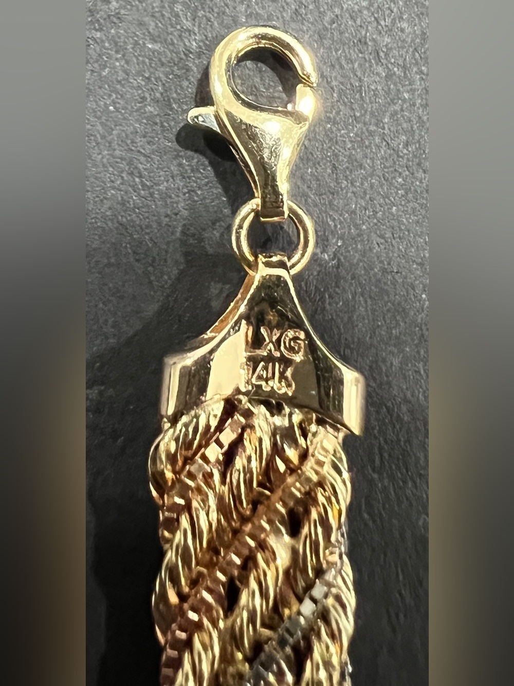 Vintage 14K Tri-Color Gold Braided Rope Chain Bracelet | 7.5", 8mm, 7g - Picture 10 of 10